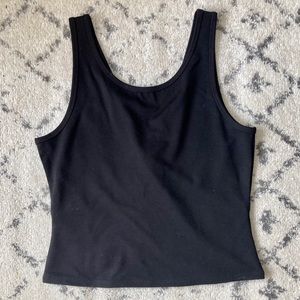 Open back black top